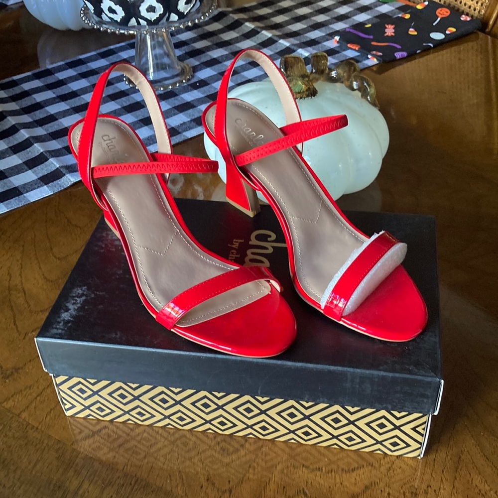 Sexy red patent leather strappy shoe by Charles & David